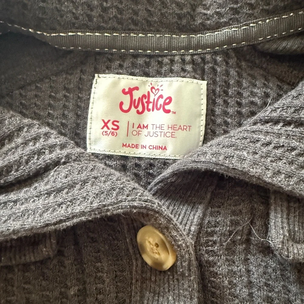 Justice Black Waffle Knit Button-Front Cardigan